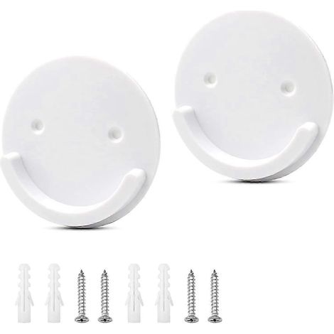 Supports de tringle à rideau de douche Aallo (lot de 2), supports muraux universels pour tringle à rideau de douche (ronds, blancs) (1/5)