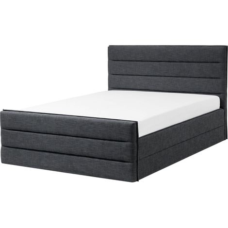 Bett mit Lattenrost Stoff VALBONNE 160 x 200 cm Dunkelgrau