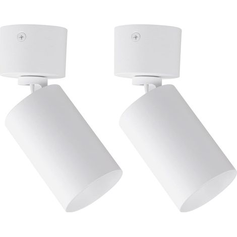 2 Spots Plafond, Aluminium Blanc, Douille GU10, Orientable 330°, Intérieur Salon Cuisine