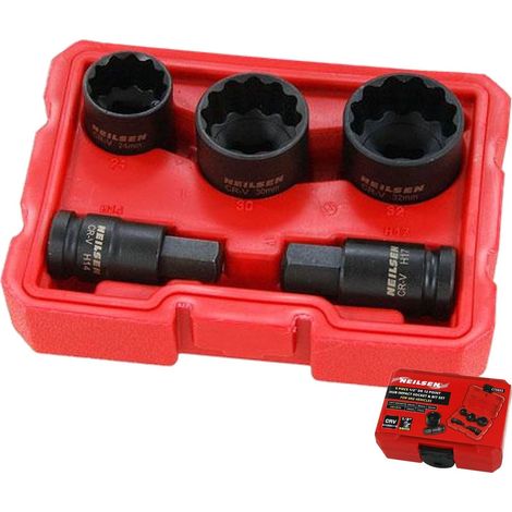 Neilsen Hub Impact Socket & Bit For Vag Vehicles 12 Point Set 1/2" Drive