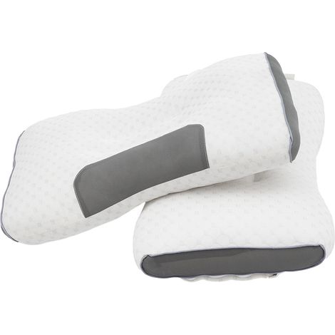 White Pair of Premium Sleep Support Knit Pillows 66cm W x 40cm D (1/5)