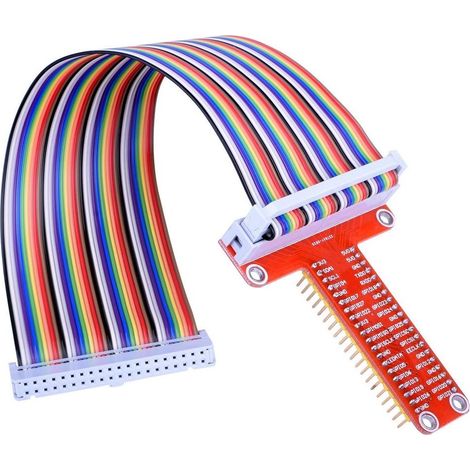 Tarjeta de expansión de ruptura RPi GPIO + Cable de cinta + Adaptador GPIO tipo T montado 20cm FC40 Cable de cinta plana de 40 pines para Raspberry Pi 4 3 2 Modelo B y B + (1/5)