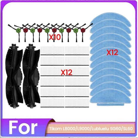Kit de 36 pièces comprenant une brosse, un filtre et une serpillière pour aspirateurs Tikom L8000, L9000 et Lubluelu SG60 et SL60.