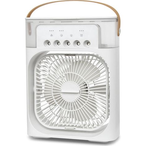 Ventilateur climatiseur portable, mini rafraîchisseur d'air par évaporation, avec lumières LED 7 couleurs, minuterie 1/2/3 heures, 3 vitesses de ventilation, expédié d'Espagne