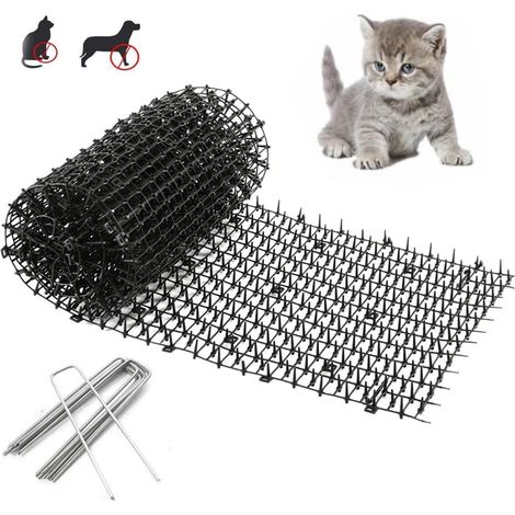 Anti-Chat avec Pointes, Tapis de Dissuasion Répulsif pour Chat Chien Animal, avec 8 Ancrages au Sol, pour Jardin, Clôtures, Canapé-Protège Les Plantes 200 30 cm (1/5)