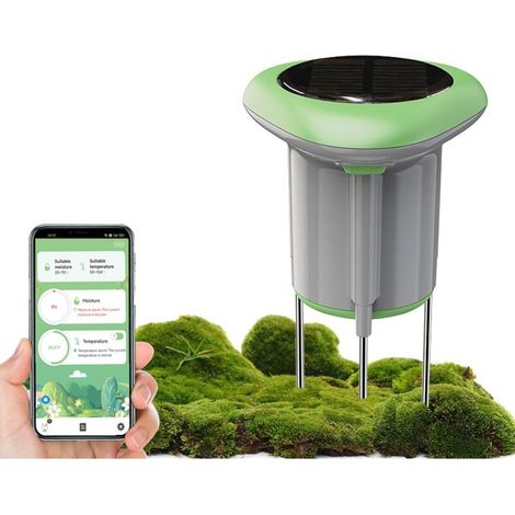 Capteur d'humidité du Sol Solaire WiFi Bluetooth, thermomètre de Chambre, testeur de Sol intérieur, capteur Intelligent de Plantes, Compatible avec l'application Alexa Tuya/Smart Life