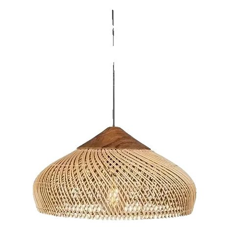 Chandelier, Tissage en Rotin, Design Élégant, 6045-a, Pas d'ampoule (E27)-c (1/2)