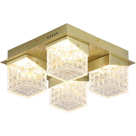 Searchlight Cuboid Plafonnier encastré à 4 lumières, laiton satiné, 10,25 W, 3000 K (1/5)