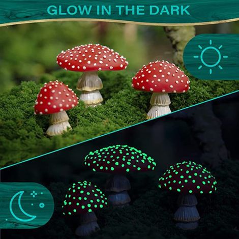 3 Figurines Miniatures Champignons pour Jardin - Décorations Modèles Statues DIY Paysage (1/5)