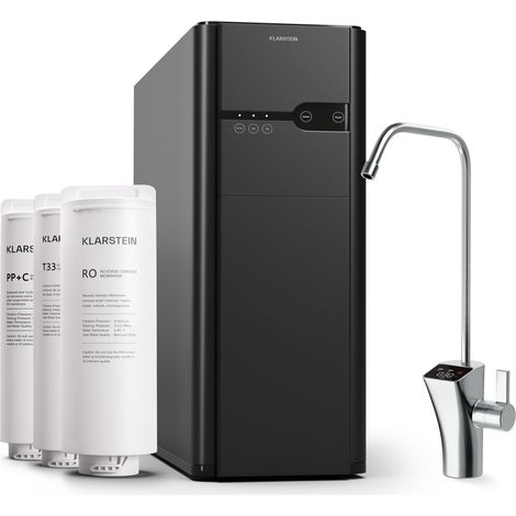 Klarstein osmosis water filter system for reverse osmosis, 400GPD under-sink water filter system for drinking water, 5-stage filtration, 3 filters, Achieves 99.99% purity, Fast RO reverse osmosis syst