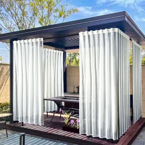 Gartenvorhang mit Schlaufe – 1 Stück, für Pavillon, Terrasse oder Gartenlaube, 130 x 214 cm, weiß (1/3)