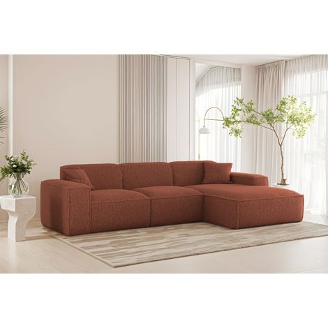 Ecksofa Designersofa CELES PREMIUM in Stoff Sven Rostbraun Ottomane Rechts (1/3)