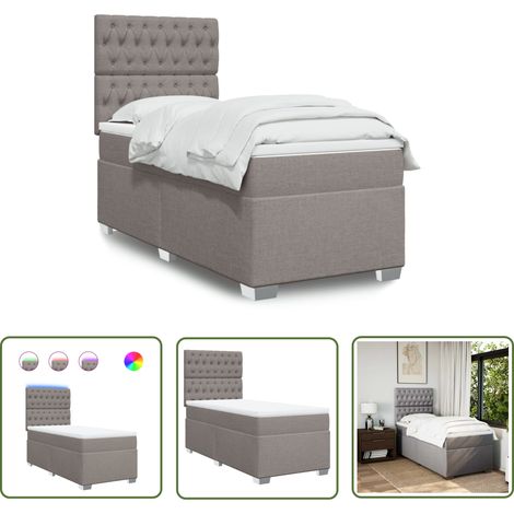 The Living Store Boxspringbett mit Matratze Taupe 90x200 cm Stoff - Boxspringbett - Doppelbett - Bettenrahmen - Lattenrost - Matratze (1/5)