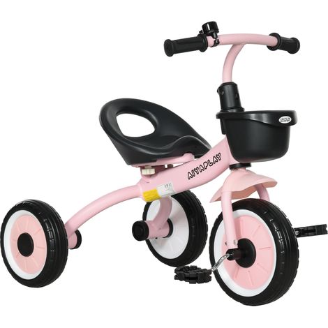 Dreirad für Kinder 2-5 Jahre, höhenverstellbarer Sitz, Klingel, Fahrradkorb, Metallrahmen, Rosa