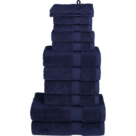 vidaXL 12 Piece Premium Towel Set "SOLUND" Navy Blue 600 gsm (1/5)