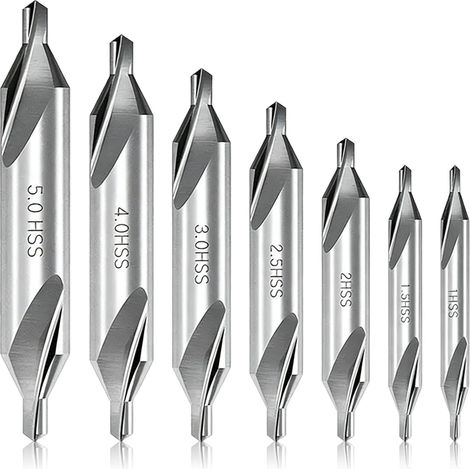 Lot de 7 M2 Forets à Centrer HSS Double Extrémité, Fraise Métal Haute Précision pour Tour à Métaux et Perceuse Colonne Outils de Perçage Professionnel Acier Aluminium Bois(1.0/1.5/2.0/2.5/3.0/5.0mm) (1/5)