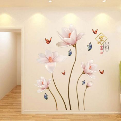 Sticker Mural - PVC Autocollant Flottant Fleurs Famille Richesse - Pour Salon Chambre Bureau Canapé - 1 Pièce (1/5)