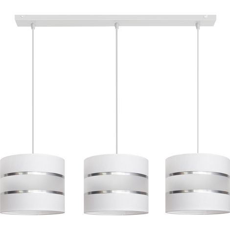 Helam HELEN Plafonnier Suspendu Straight Bar Blanc, Argent 65cm (1/2)