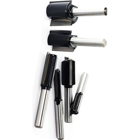 Lot de 6 outils de fraisage professionnels de haute précision à double cannelure en alliage d'acier robuste Accessoires de sculpture sur bois Convient aux graveurs électriques (1/4)