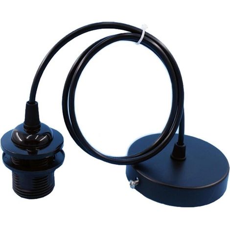 Portalampada a sospensione E27, Accessori per lampade a sospensione E27, Accessori per lampade a sospensione E27 con cavo da 1 m, per bar, caffè, negozi di abbigliamento, casa, hotel (nero) (1/5)