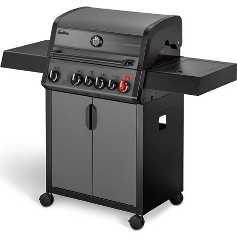 ENDERS BY FAVEX – Barbecue gaz Hyde 4 – TURBO ZONE™ 800 °C – Grille fonte SWITCH GRID™ – Brûleur arrière & brûleur latéral – Hublot de cuisson – Jusqu'à 14 convives