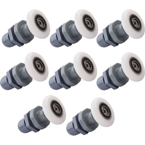 Lot de 8 roulettes pour porte de douche coulissante, 19 mm, pour salle de bain et portes coulissantes en verre. (1/5)