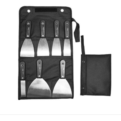 7pcs Flexible Grattoirs à Mastic Couteau De Remplissage Jeu de Spatules en Acier Inoxydable Couteaux à Mastic avec Sac de Rangement,Manche en Plastiqu (1/5)