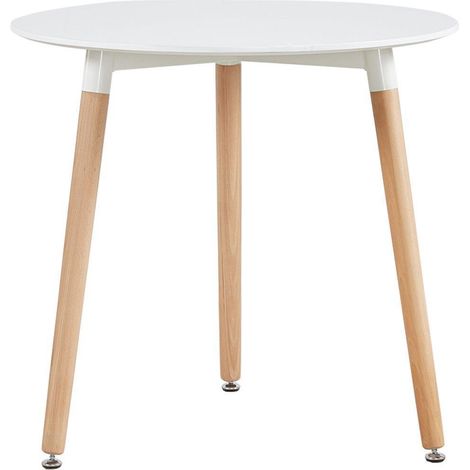 Runder Esstisch Skandinavisch Weiß 80x72cm für 2-4 Personen (1/5)
