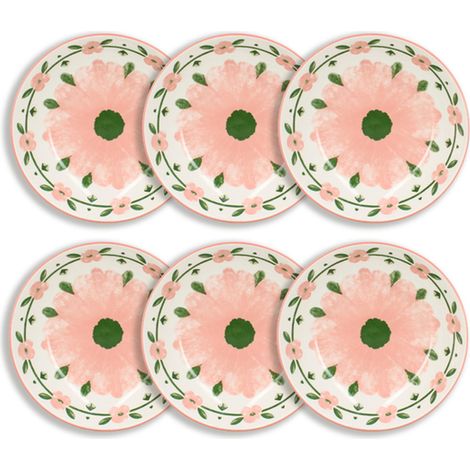 Lot de 6 assiettes creuses 20cm en porcelaine, PRIMAVERA (1/5)