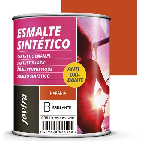 Vernis synthétique anti-oxydant brillant. Protection et décoration de surfaces en acier, fer et bois. 750 Millilitres, Orange (1/5)
