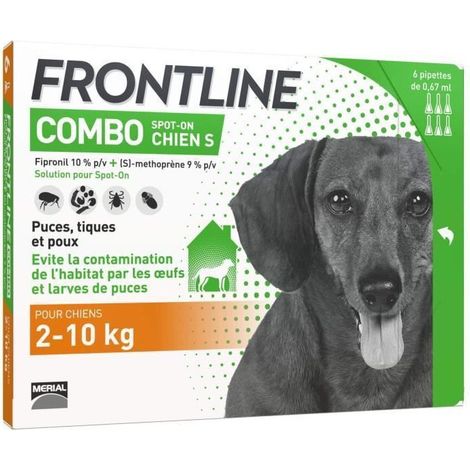 Frontline Combo chien - Anti-puces et anti-tiques pour chiens S - 2-10kg - 6 pipettes (1/5)