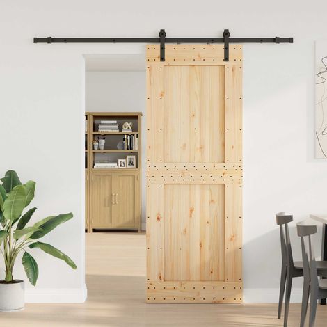 vidaXL Sliding Door NARVIK Natural and Black 85 x 210 cm (213.5 cm)
