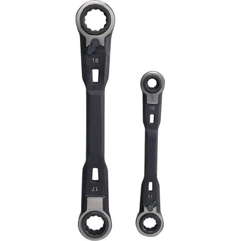 Lot de 2 clés à cliquet à double extrémité pour réparation de voiture, garage, réparation pour réparations lourdes, kit d'outils en métal 10-19 mm (1/5)