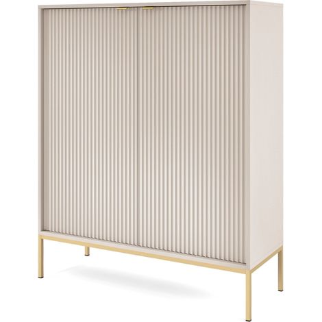 Selsey VELLORE - Highboard 2-türig, Greige mit goldfarbenem Gestell, 104 cm (1/5)