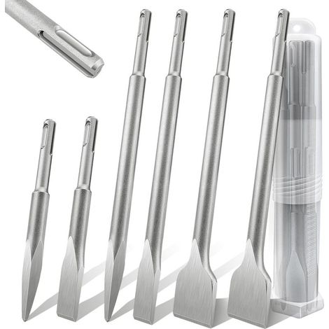 Jeu de 6 burins SDS-Plus pour béton, carrelage, pierre et maçonnerie, pour carreleurs, pour perceuses à percussion (1/5)