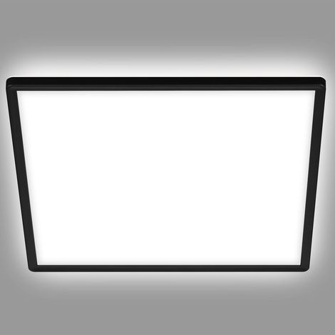 BRILONER SLIM Plafonnier LED ultraplat 30x30cm carré 18W 2400lm 4000K lumière blanc neutre rétroéclairage Noir lampe plafond salon bureau cuisine couloir