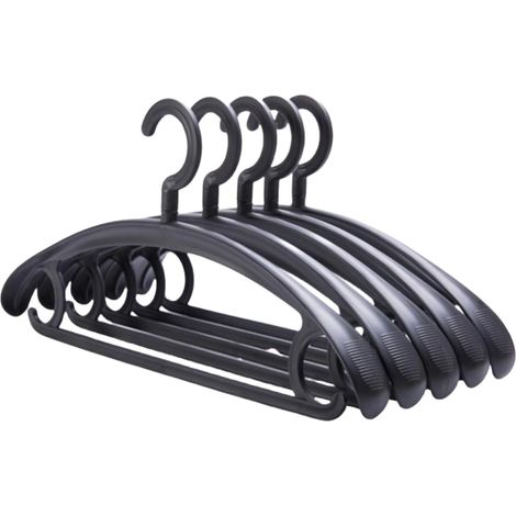 Lot de 10 cintres en plastique robustes - Capacité de charge : 11,3 kg - Crochets pivotants - Épaules larges - Antidérapants - Épais - Noir (1/5)