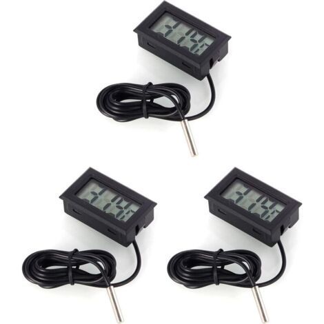 Termómetro digital LCD con sonda externa para refrigerador y congelador Acuario - Negro (1/4)