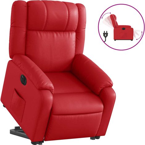 vidaXL Sillón elevable eléctrico cuero artificial rojo (1/2)