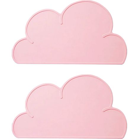 Placemat En Silicone - Forme Nuage Antidérapant Pour Bébé Et Tout-Petits - Lavable Au Lave-Vaisselle Et Au Micro-Ondes - Rose - 2 Pièces (1/5)
