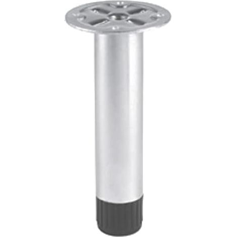 PIEDE TONDO PER MOBILI REGOLABILE Ø28MMxH.100MM - IN ACCIAIO CON FINITURA ZINCATA - CON GOMMINO - SENZA VITI