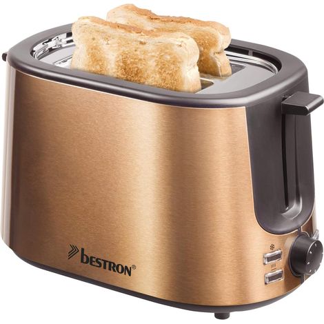 grille-pain, Toaster pour 2 tranches & avec 7 niveaux de brunissage, tiroir à miettes & support à petits pains, Copper Collection, 1000W, couleur: Cuivre (1/5)