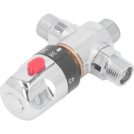 Robinet Mitigeur Thermostatique G1/2 DN15 Filetage Mâle Laiton Mélangeur Eau Chaude Froide Contrôle Température (1/5)
