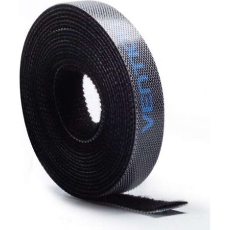Venzione - Organizzatore di cavi (11 mm de, nastro velcro, 3 m), nero