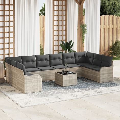 Garden Sofa Set Light Grey Poly Rattan vidaXL (1/5)