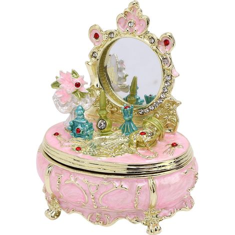 Charmante Boîte à Bijoux en Forme de Coiffeuse pour un Rangement élégant de Bijoux Précieux en Alliage de Zinc (1) (1/5)