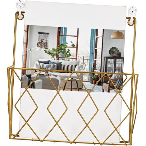 Porte-Magazines Mural Métal Doré Rangement Polyvalent pour Journaux Et Documents Support Décoratif pour Bureau Et Maison