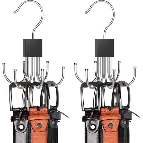 Lntyq Porte Ceinture pour Placard, Lot De 2 Rotatifs à 360 °Porte Cravate, Gain De Place, Rangement Ceinture, Porte Cravate, Capacité Maximale De 32 Ceintures,Porte-écharpes, Porte-Sacs Multifonctions (1/5)