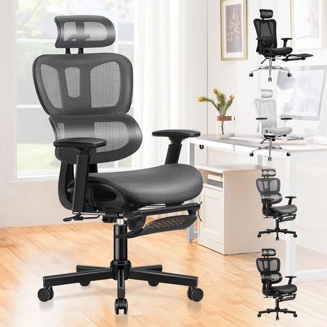 Ergonomischer Bürostuhl mit Lordosenstütze, Kopfstütze, Armlehne - 180kg (1/5)