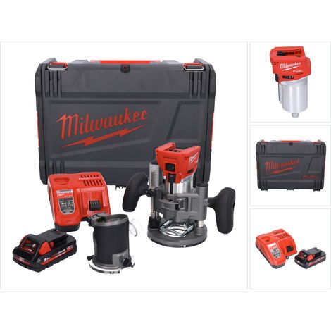Milwaukee M18 FTR-301X router sin cable 18 V sin escobillas + 1x batería 3.0 Ah + cargador + módulos router + caja HD